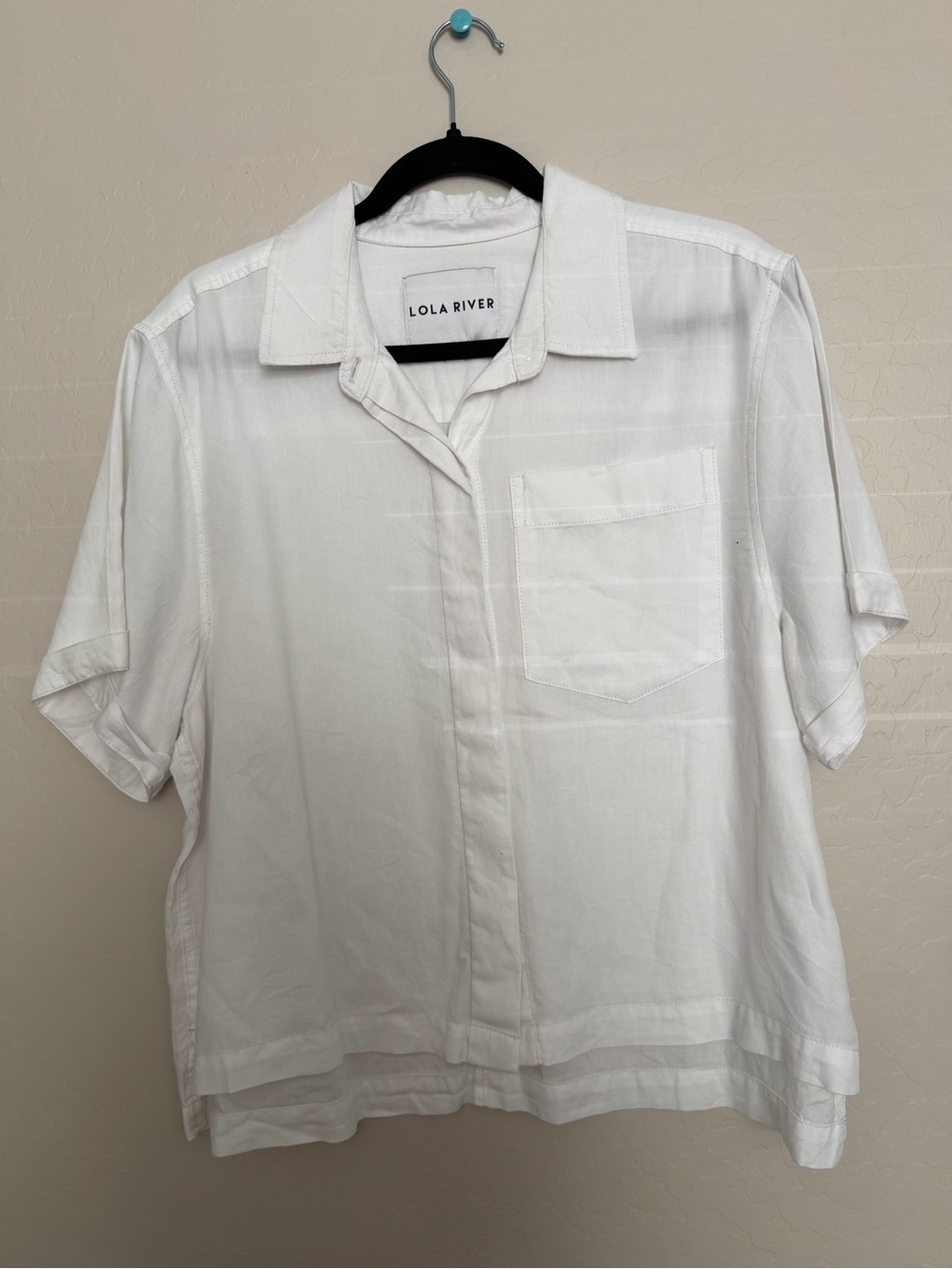 Lola River White Short-Sleeve Button Down Shirt